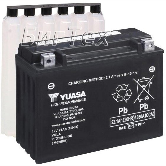 Мото аккумулятор YUASA AGM YTX24HL-BS 22.1 Ач