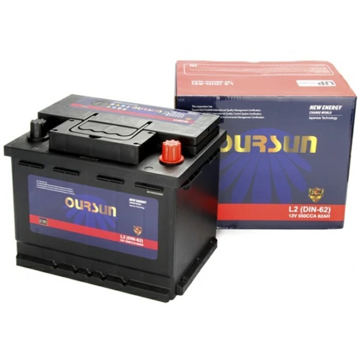 Аккумулятор автомобильный OURSUN DIN L2 62Ач...
