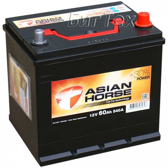Аккумулятор автомобильный ASIAN HORSE 60 Ач