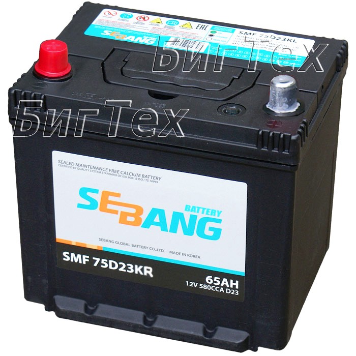 Аккумулятор автомобильный SEBANG 75D23KR 65 Ач
