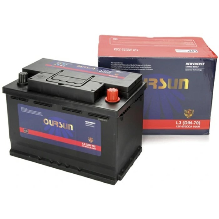 Аккумулятор автомобильный OURSUN DIN L3 70Ач...