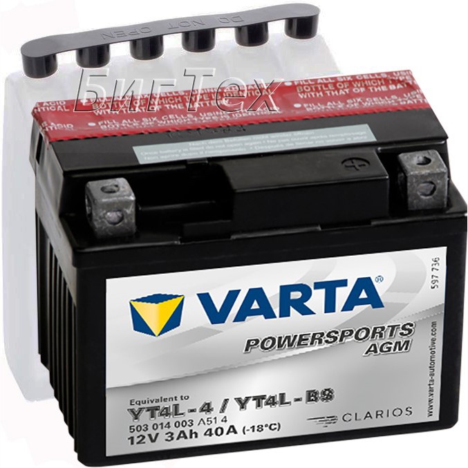 Мото аккумулятор VARTA Powersports AGM YT4L-BS...