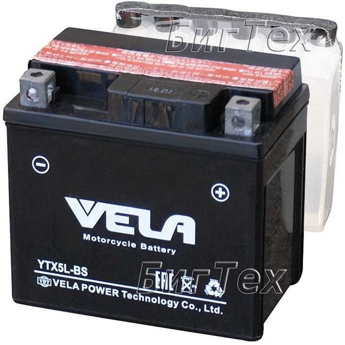 Мото аккумулятор Vela YTX5L-BS AGM 5 Ач
