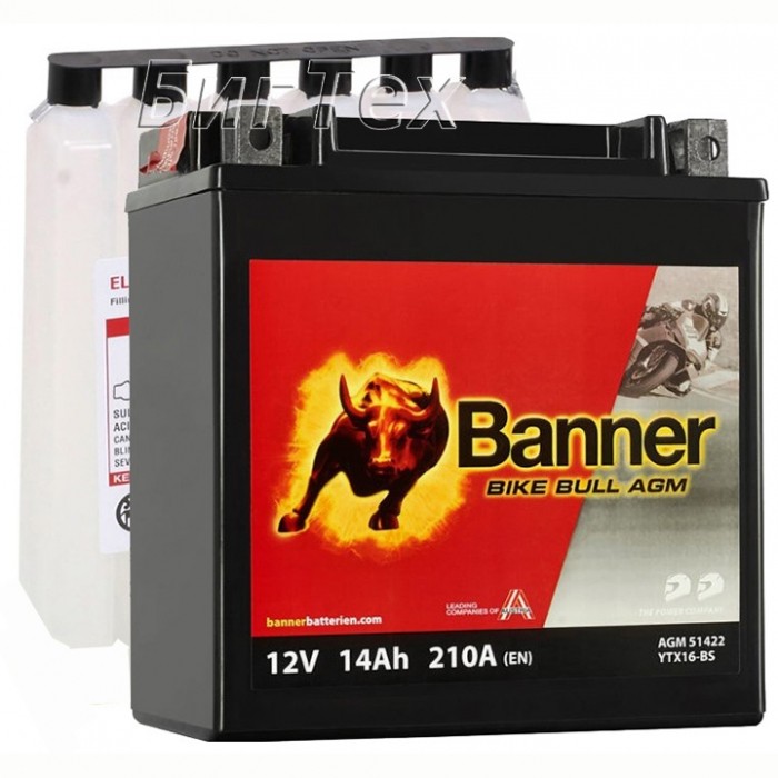 Мото аккумулятор BANNER BIKE Bull AGM YTX16-BS...