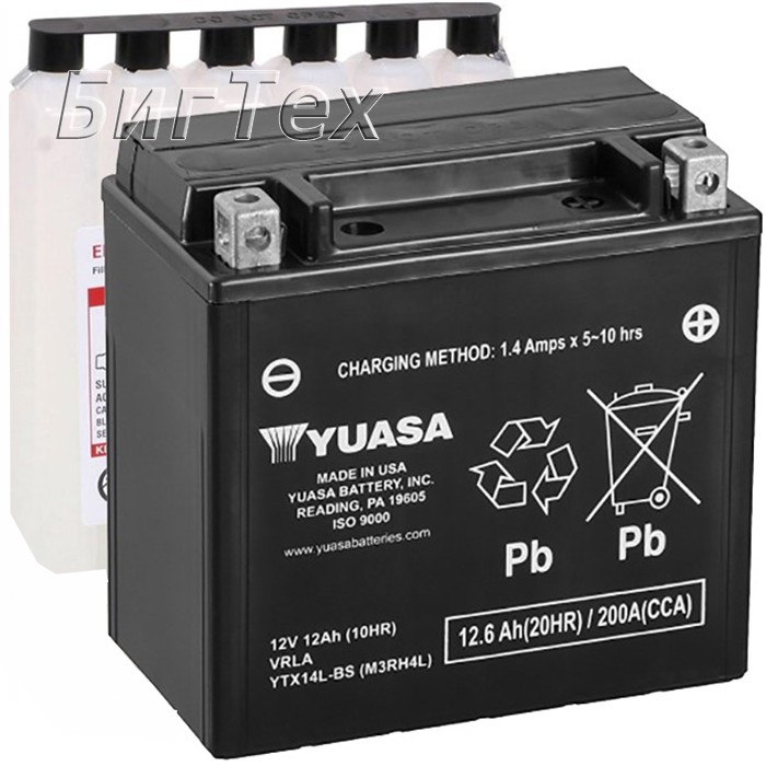 Мото аккумулятор YUASA AGM YTX14L-BS 12.6 Ач