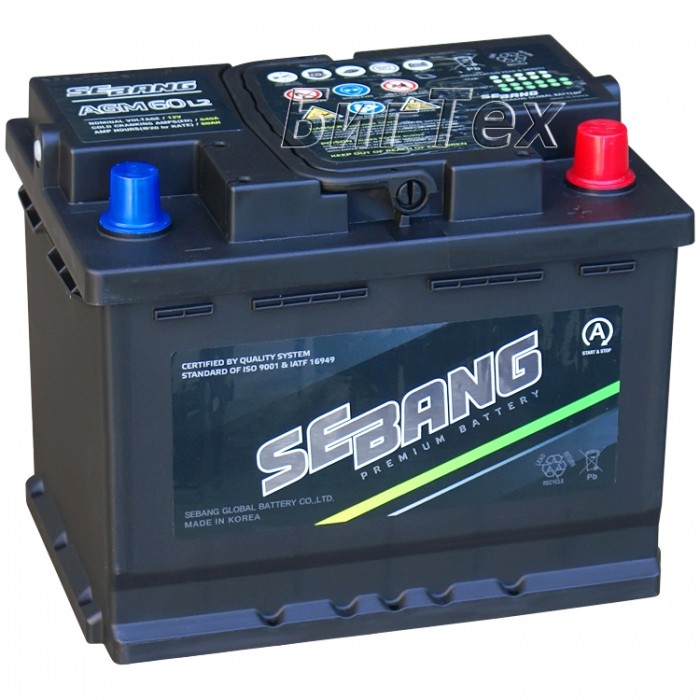 Аккумулятор автомобильный SEBANG AGM L2 60 Ач