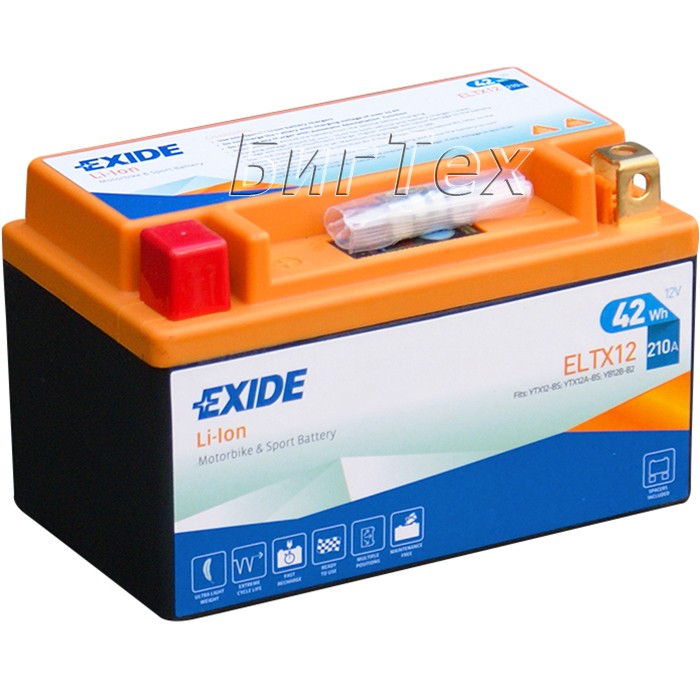 Мото аккумулятор EXIDE Li-Ion ELTX12 42Wh (3.5Ah)
