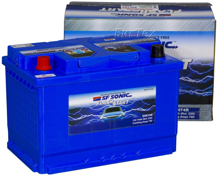 Аккумулятор автомобильный SF SONIC DIN74R 74Ач...