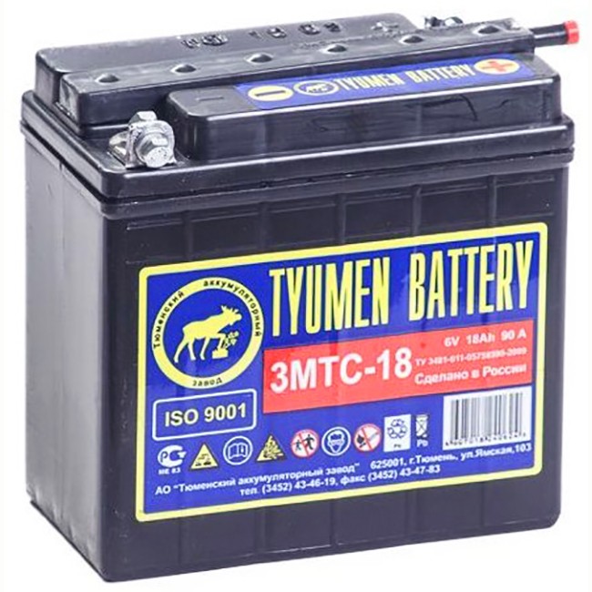 Мото аккумулятор TYUMEN Лидер 3МТС-18 18 Ач (6...