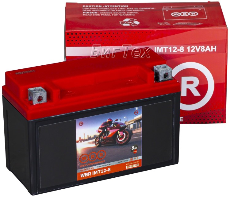 Мото аккумулятор WBR IMT12-8 8Ач 110А п.п YT7B-BS