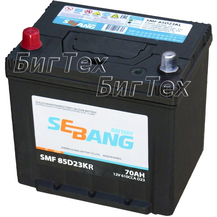 Аккумулятор автомобильный SEBANG 85D23KR 70 Ач