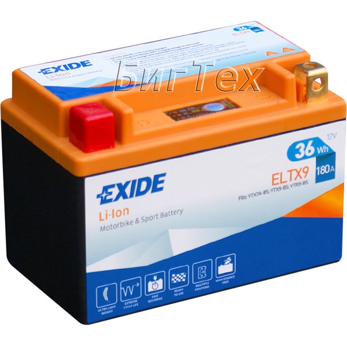 Мото аккумулятор EXIDE Li-Ion ELTX9 36Wh (3Ah)