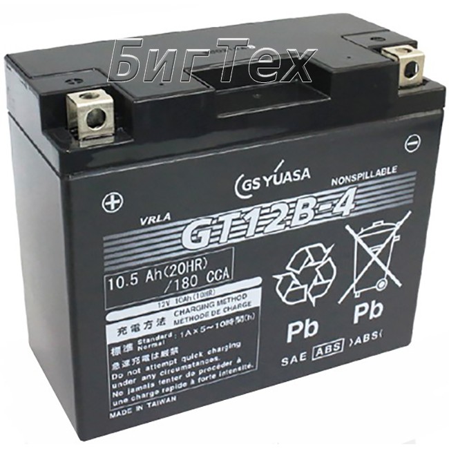 Мото аккумулятор GS GT12B-4, 10.5 Ач