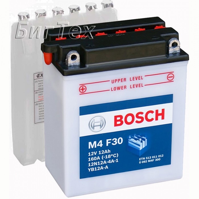 Мото аккумулятор Bosch M4 F30 12 Ач (YB12A-A)