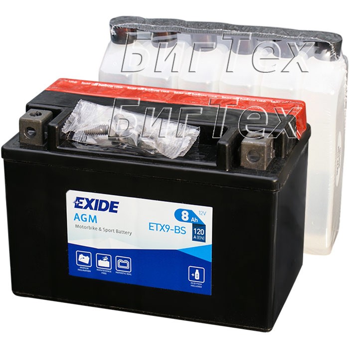Мото аккумулятор EXIDE ETX9-BS 8 Ач (YTX9-BS)
