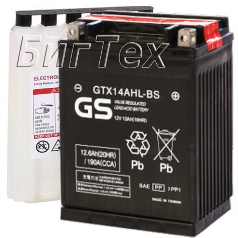 Мото аккумулятор GS GTX14AHL-BS 12.6 Ач