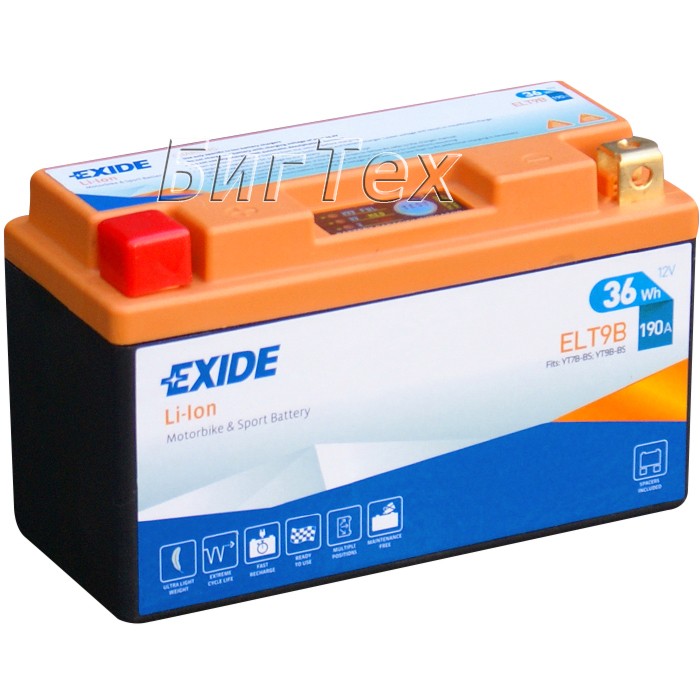 Мото аккумулятор EXIDE Li-Ion ELT9B 36Wh (3Ah)