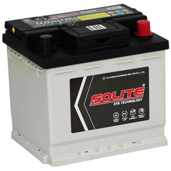 Аккумулятор автомобильный SOLITE EFB 50Ah 480A...