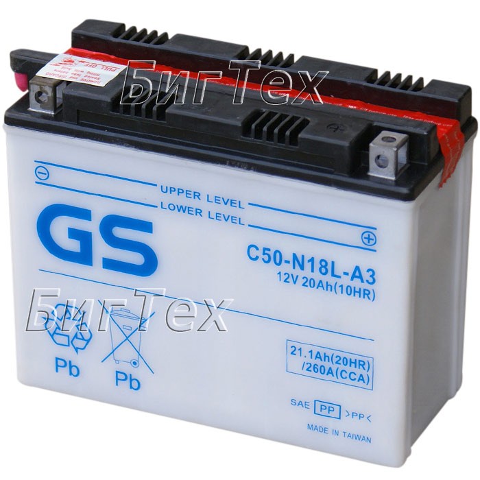 Мото аккумулятор GS C50-N18L-A3, 21.1 Ач