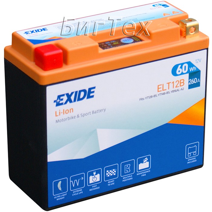 Мото аккумулятор EXIDE Li-Ion ELT12B 60Wh (5Ah)