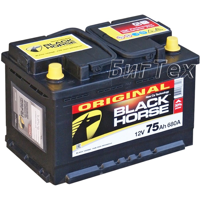 Аккумулятор автомобильный BLACK HORSE 75 Ач