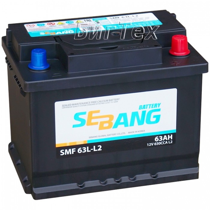 Аккумулятор автомобильный SEBANG SMF 63L-L2 63...