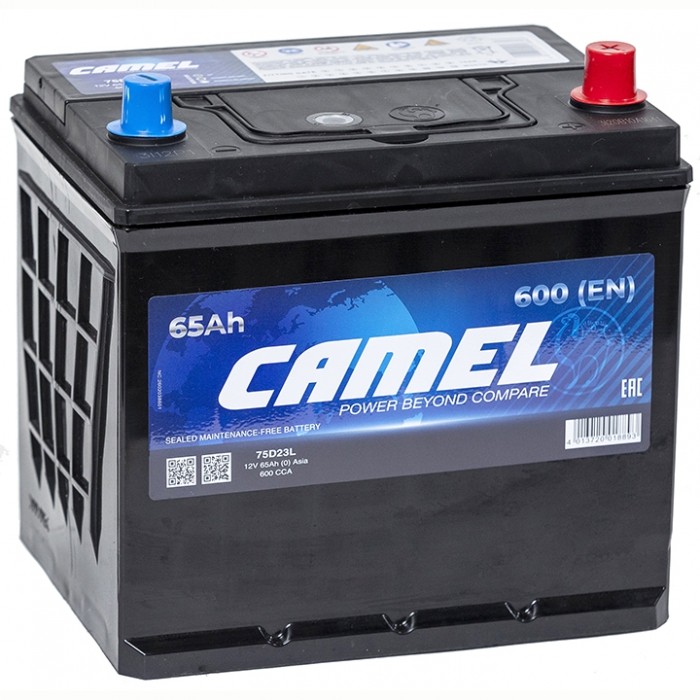 Аккумулятор автомобильный CAMEL 75D23L 65 Ач 600A