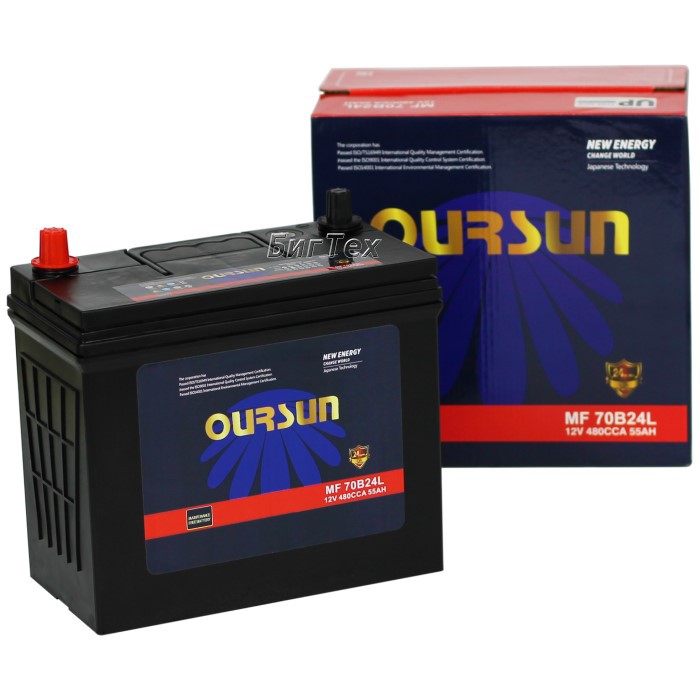Аккумулятор автомобильный OURSUN JIS MF 70B24L...