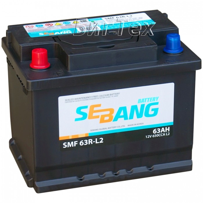 Аккумулятор автомобильный SEBANG SMF 63R-L2, 63...