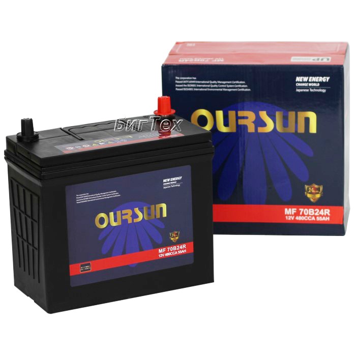 Аккумулятор автомобильный OURSUN JIS MF 70B24R...