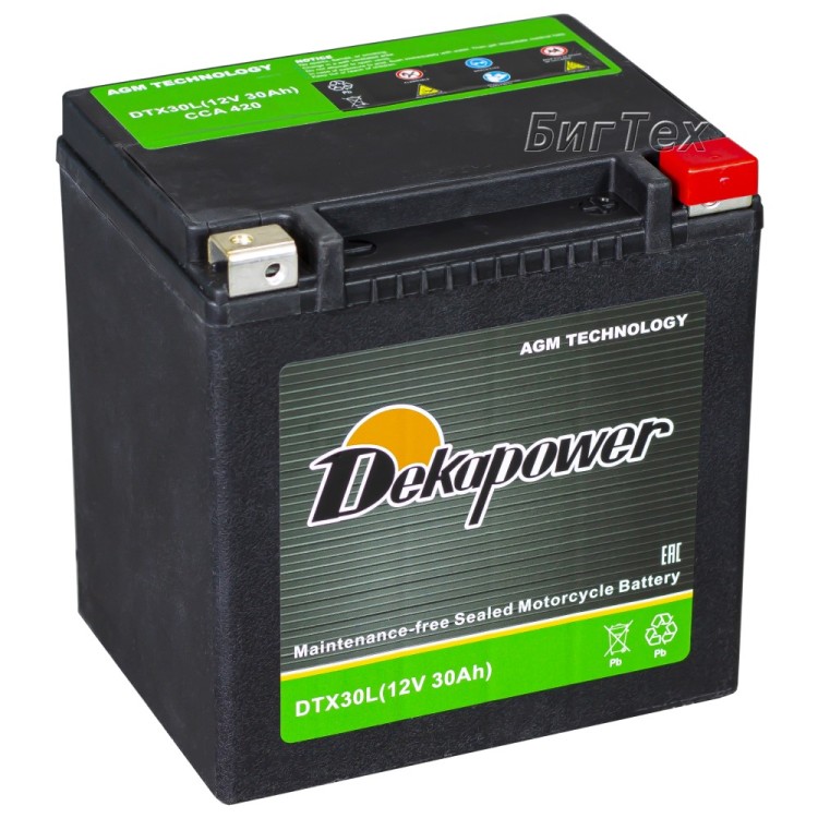 Мото аккумулятор DEKAPOWER DTX30L 30Ач 420А о/п