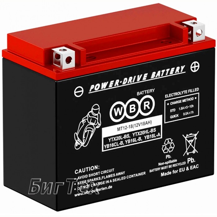 Мото аккумулятор WBR SMT12-18 18Ач (YTX20HL) 270А