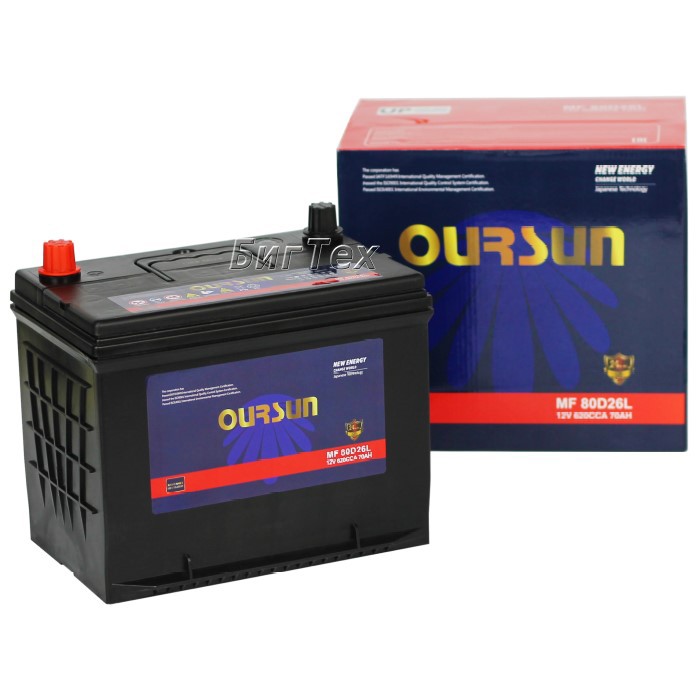 Аккумулятор автомобильный OURSUN JIS MF 80D26L...