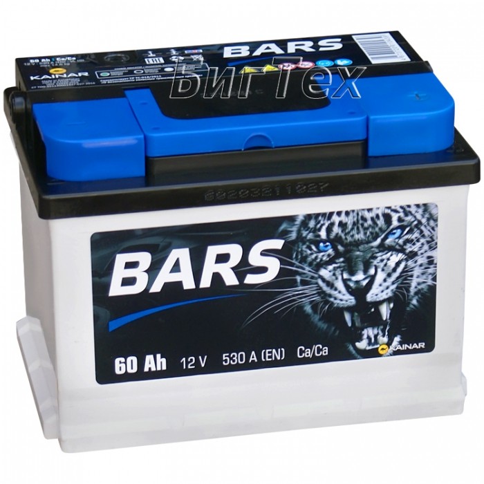 Аккумулятор автомобильный BARS 60 Ah (низкий)