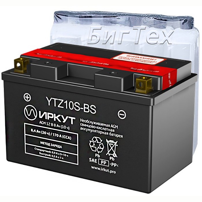 Мото аккумулятор ИРКУТ YTZ10S-BS 8.4Ач 170A