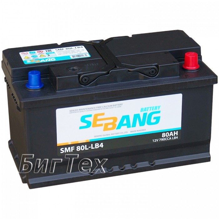 Аккумулятор автомобильный SEBANG SMF 80L-LB4,...