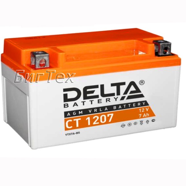 Мото аккумулятор DELTA CT 1207 AGM (YTX7A-BS) 7 Ач