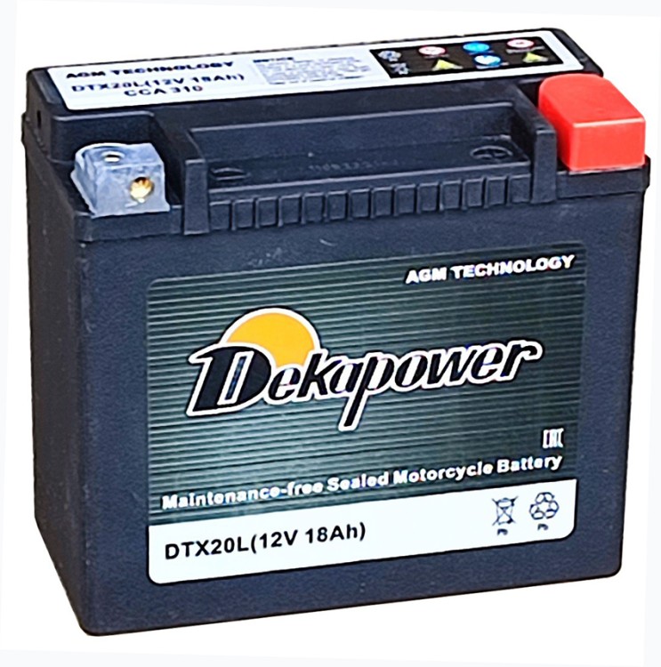 Мото аккумулятор DEKAPOWER DTX20L(H) 18Ач 310А...