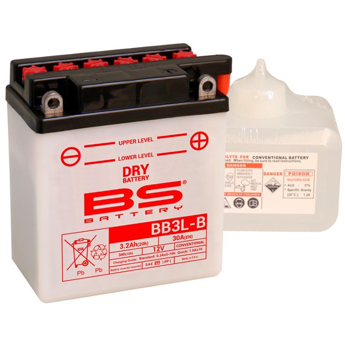 Мото аккумулятор BS BB3L-B 3 Ач (YB3L-B)