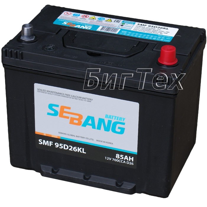 Аккумулятор автомобильный SEBANG 85D26KL 80 Ач