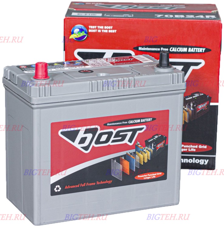 Аккумулятор автомобильный BOST 70B24R 55Ач 480А...