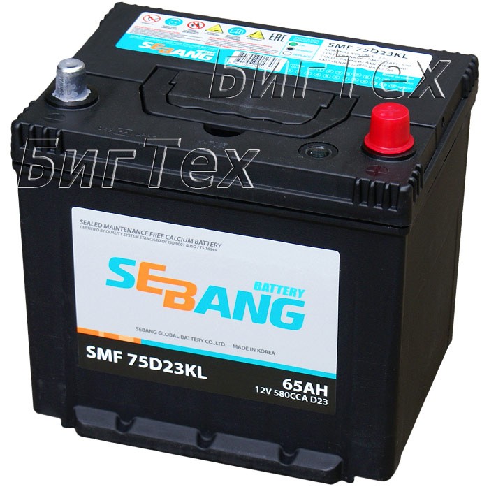 Аккумулятор автомобильный SEBANG 75D23KL 65 Ач