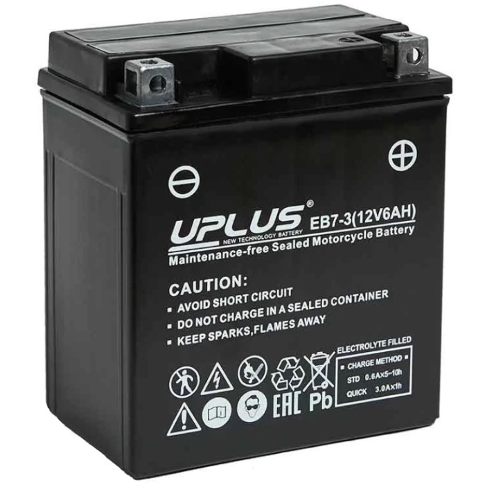 Мото аккумулятор UPLUS EB7-3 6Ач 90А (YTX7L)