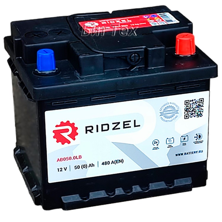 Аккумулятор автомобильный RIDZEL 50 Ач 480А...
