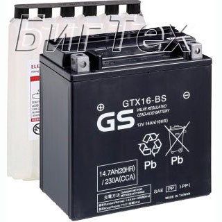 Мото аккумулятор GS GTX16-BS 14.7 Ач
