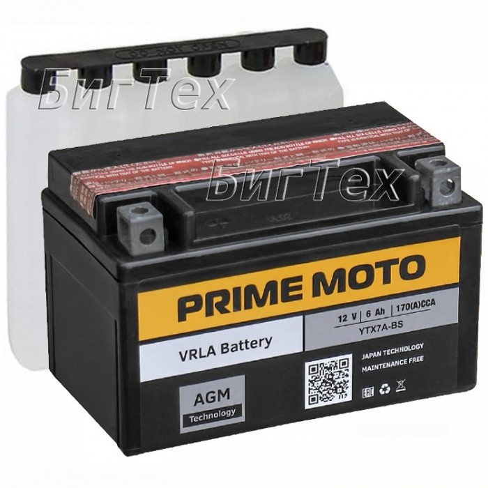 Мото аккумулятор PRIME MOTO PTX7A-BS AGM 6 Ач