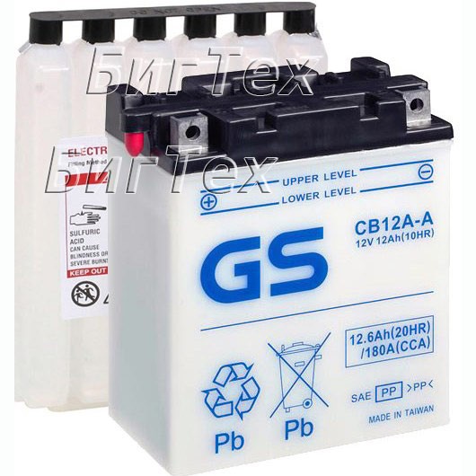 Мото аккумулятор GS CB12A-A 12.6 Ач (12N12A-4A)