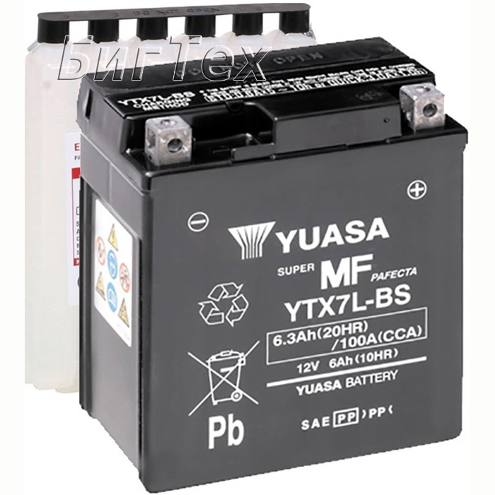 Мото аккумулятор YUASA AGM YTX7L-BS 6.3 Ач