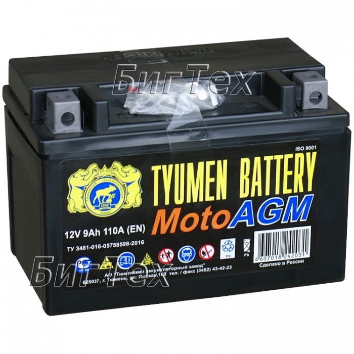 Мото аккумулятор TYUMEN AGM 9 Ач