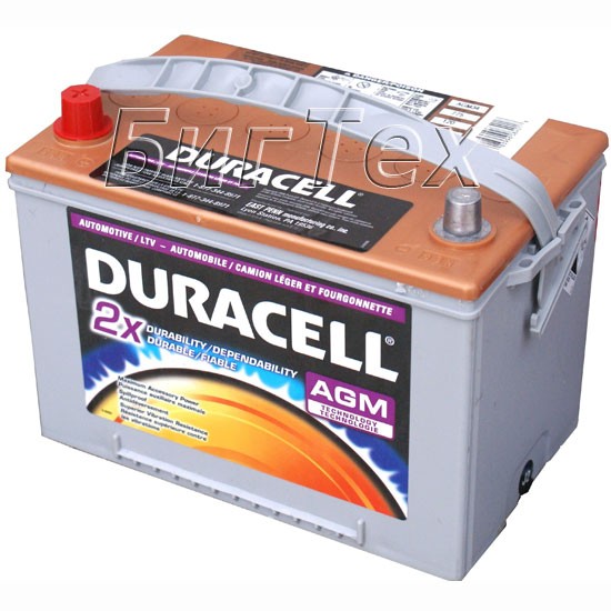 Аккумулятор автомобильный Duracell AGM34*, 75 А/ч